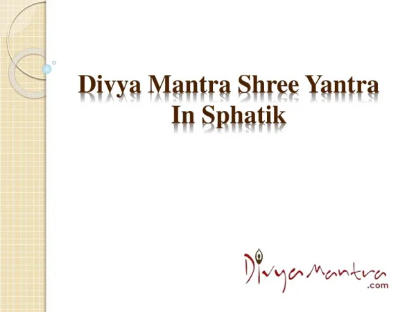 Divya Mantra Shree Yantra in Sphatik