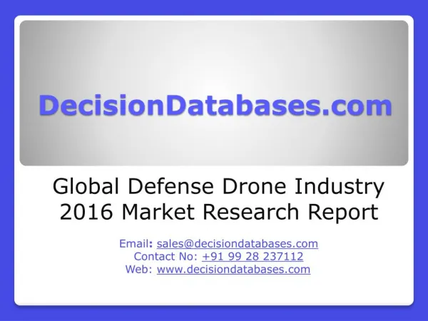 Defense Drone Market Analysis 2016 Development Trends