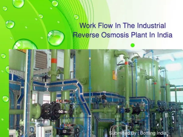 Work Flow In The Industrial Reverse Osmosis Plant In India