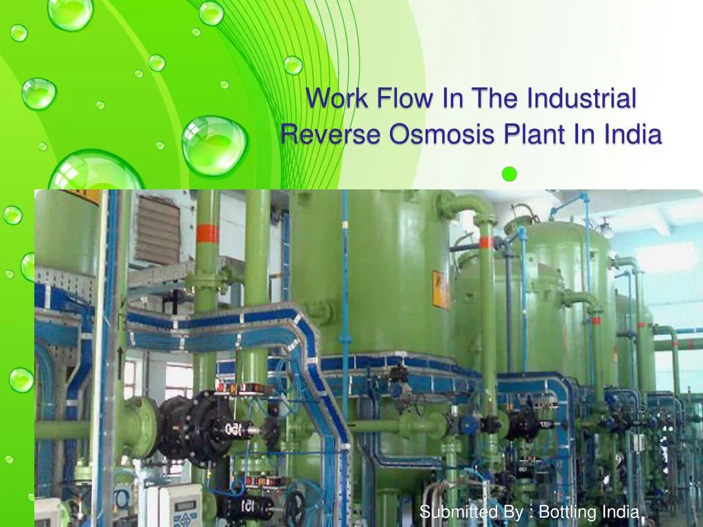 work flow in the industrial reverse osmosis plant in india