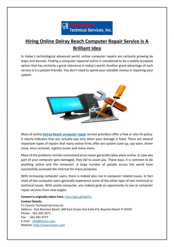 Hiring Online Delray Beach Computer Repair Service Is A Brilliant Idea