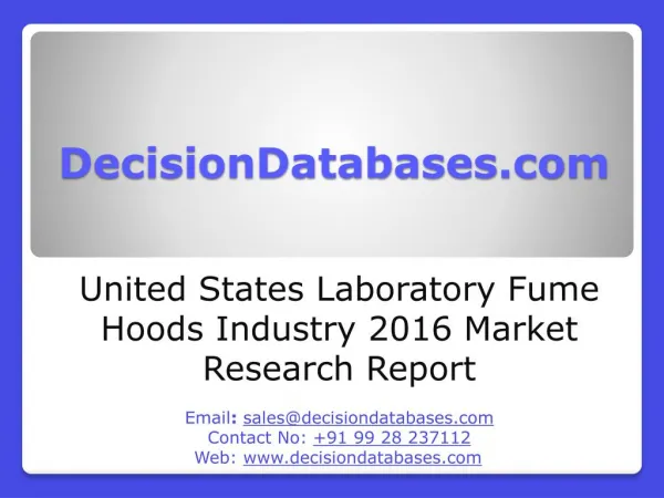 Laboratory Fume Hoods Industry Industry 2016 : United States Market Outlook