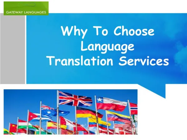 Why to choose language translation services