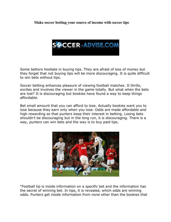 Make soccer betting your source of income with soccer tips