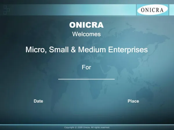 ONICRA Welcomes Micro, Small Medium Enterprises For _____________ Date Place