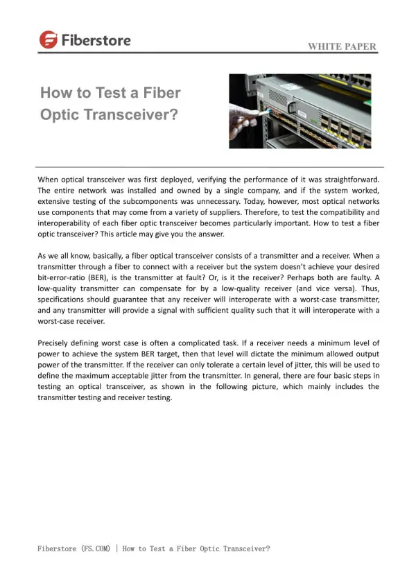 How to Test a Fiber Optic Transceiver?