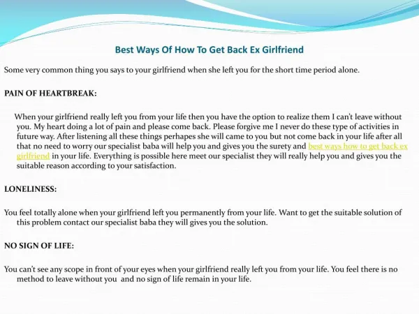 Desired Methods Of How To Get Back Ex Girlfriend