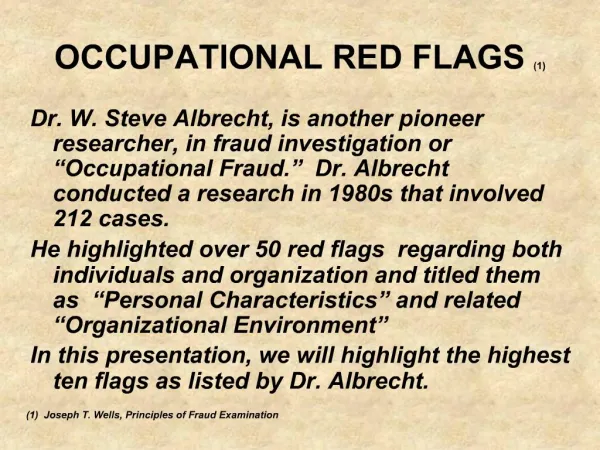 OCCUPATIONAL RED FLAGS 1