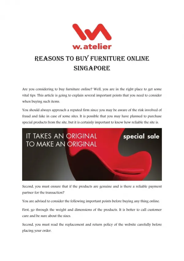 Reasons To Buy Furniture Online Singapore