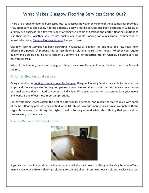 What Makes Glasgow Flooring Services Stand Out?
