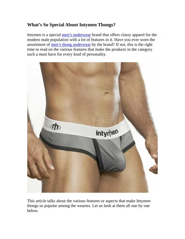 What's So Special About Intymen Thongs?
