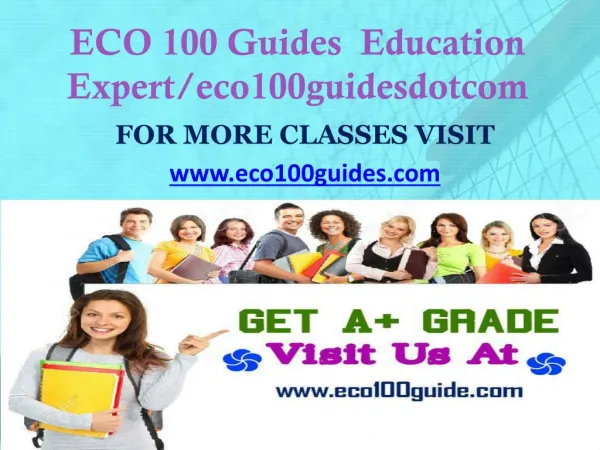ECO 100 Guides Education Expert/eco100guidesdotcom