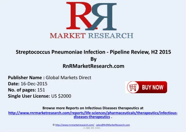 Streptococcus Pneumoniae Infection Pipeline Review H2 2015