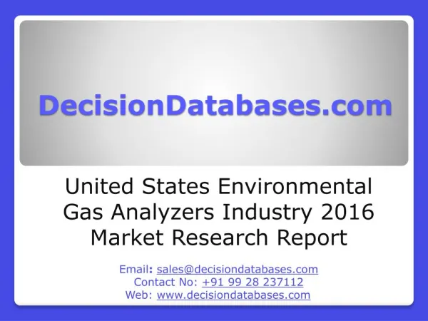 Environmental Gas Analyzers Market International Analysis and Forecasts 2020