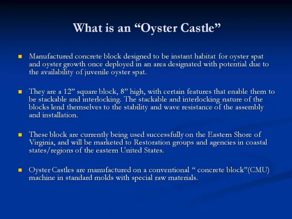 What is an Oyster Castle