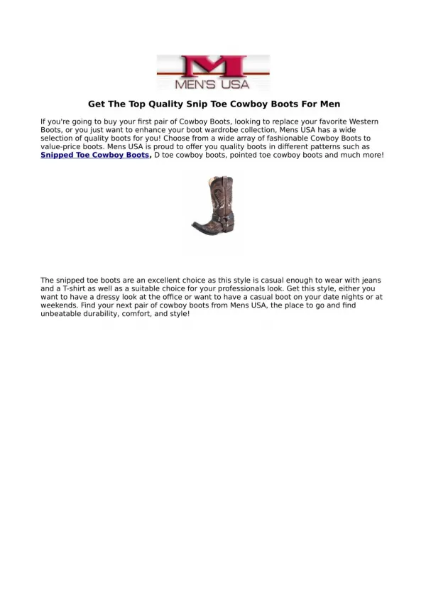 Get The Top Quality Snip Toe Cowboy Boots For Men
