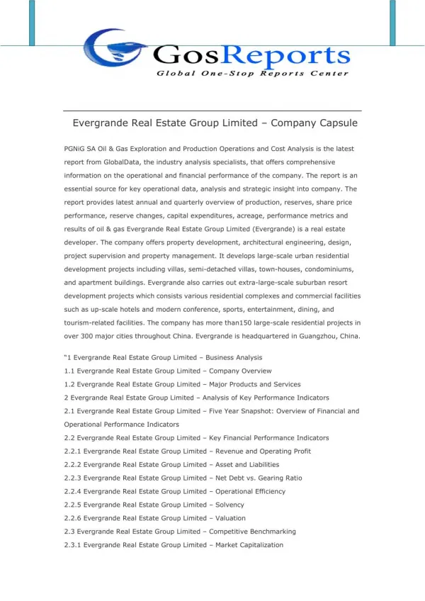 Evergrande Real Estate Group Limited – Company Capsule