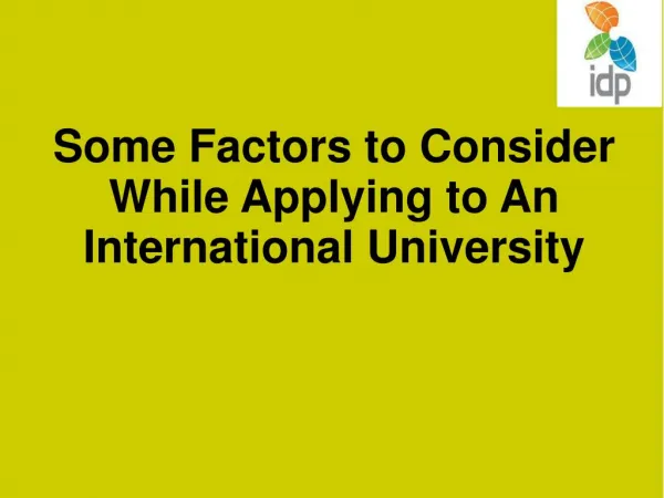 Some Factors to Consider While Applying to An International University