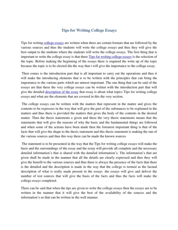 Tips for writing college essay