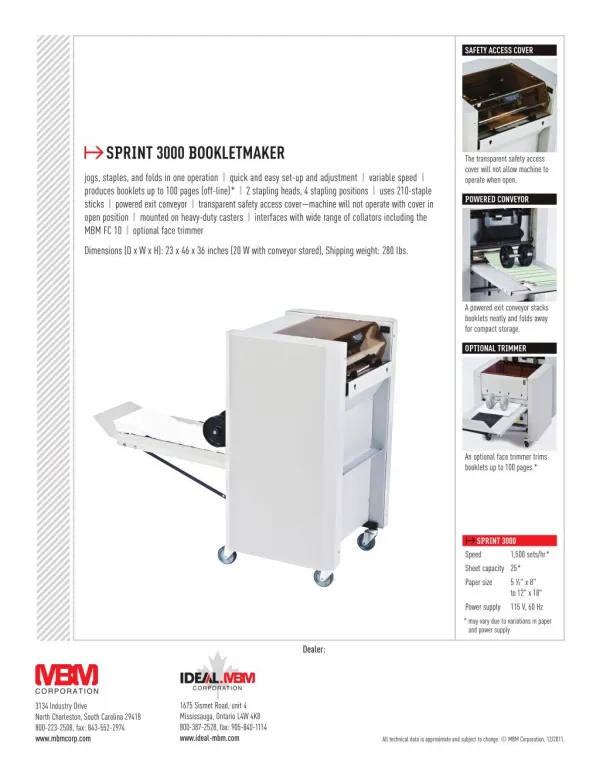 MBM Sprint 3000 Booklet Maker at US$ 6,749.00 - Printfinish.com