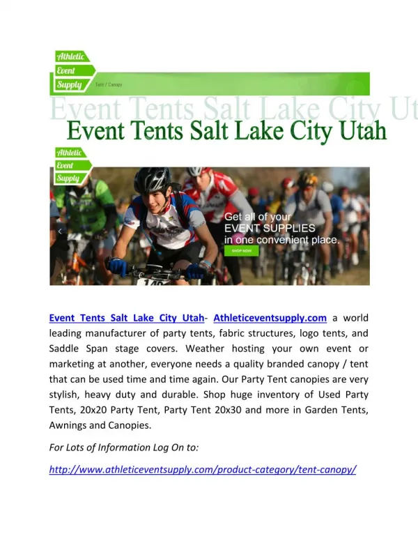 Event Tents Salt Lake City Utah -Athleticeventsupply.com