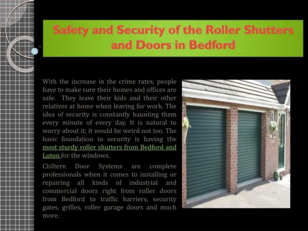 Safety and Security of the Roller Shutters and Doors in Bedford