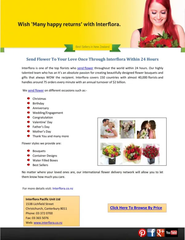 Send Flower To Your Love Once Through Interflora Within 24 Hours