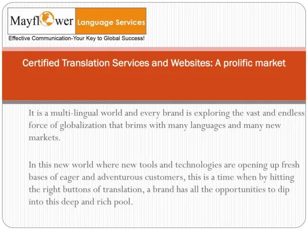Certified Translation Services and Websites a Prolific Market