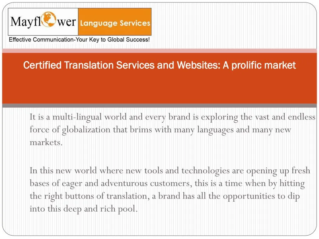 certified translation services and websites a prolific market