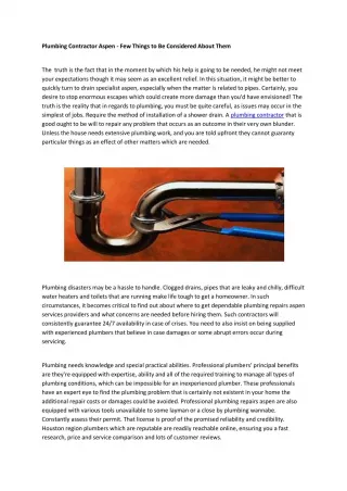 Plumbing contractor aspen - slide 1