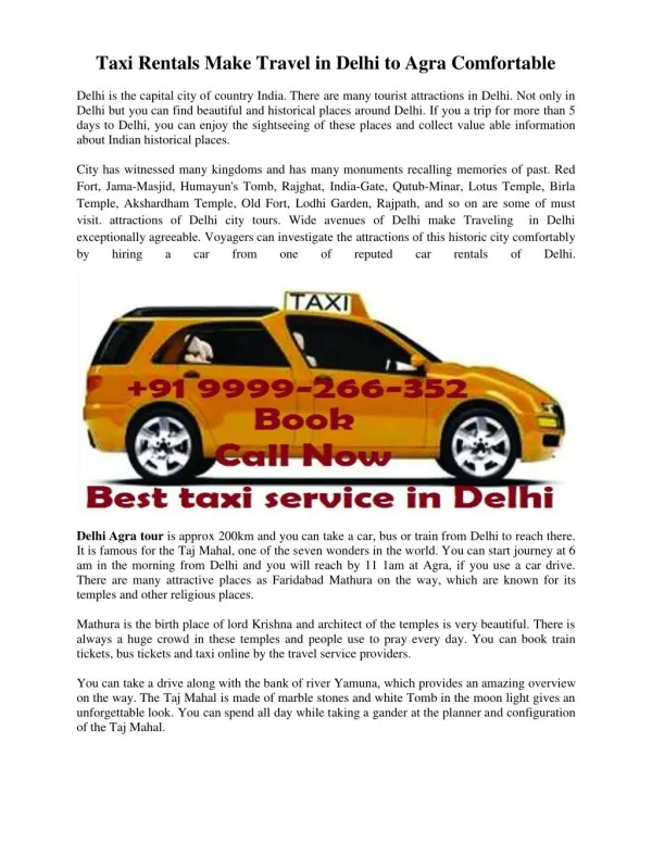 Delhi to Agra Taxi | Delhi Agra Taxi | Delhi Agra Tour
