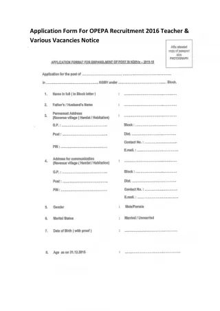 Application Form for OPEPA Recruitment 2016 Teacher & Various Vacancies Notice - slide 1