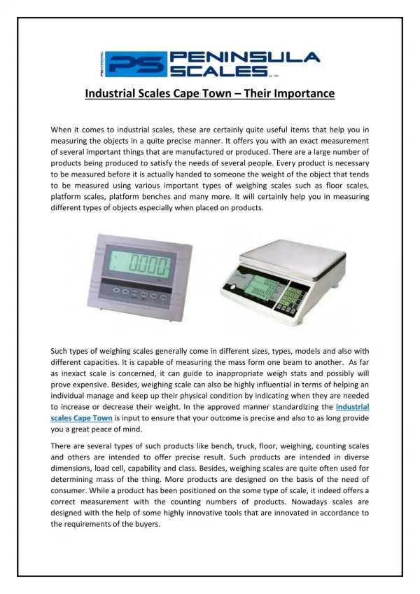 Industrial Scales Cape Town – Their Importance