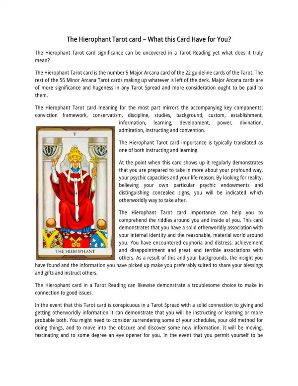 Know about The Hierophant, Tarot Card Reading Courses