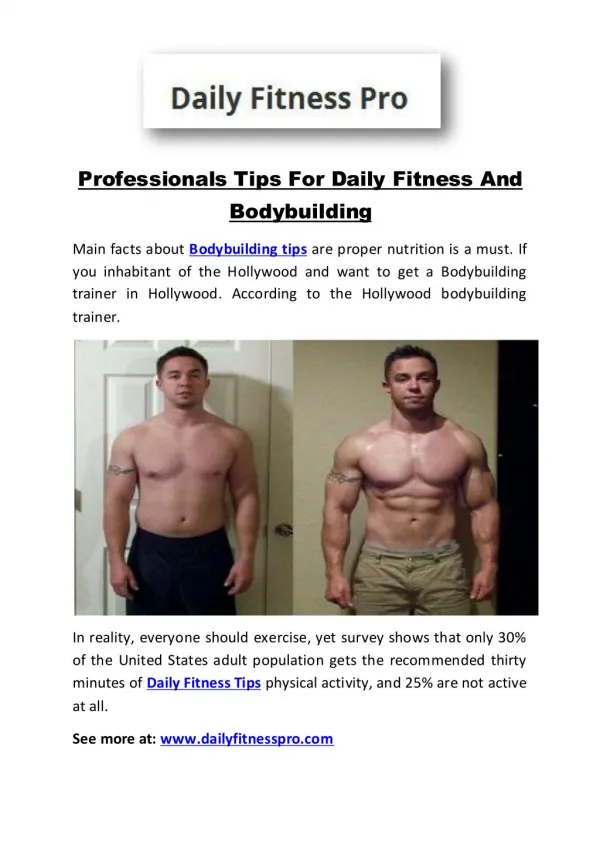 Professionals Tips For Daily Fitness And Bodybuilding