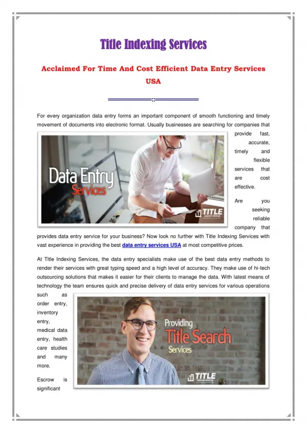 Data Entry Services USA