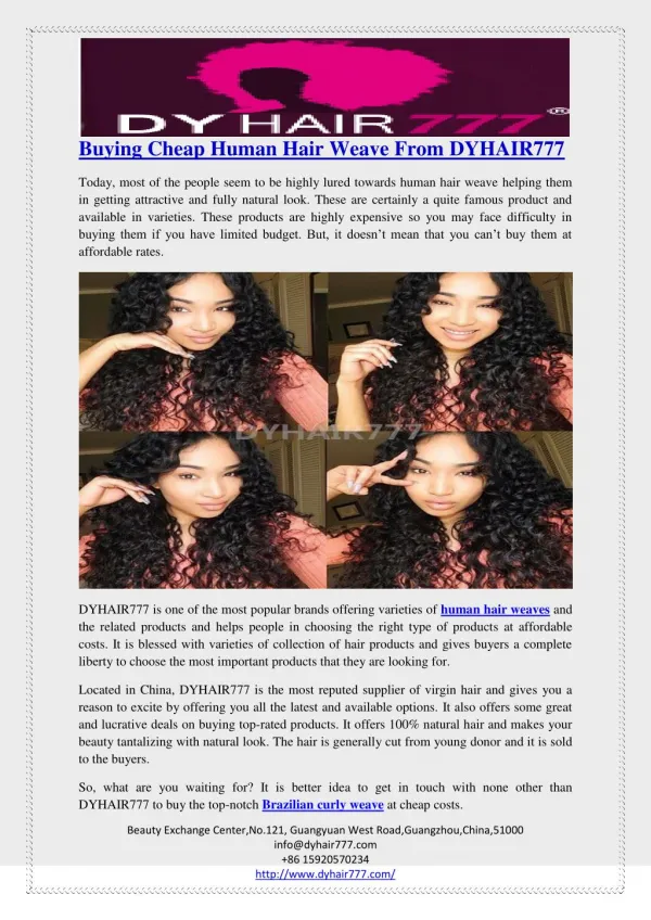 Buying Cheap Human Hair Weave From DYHAIR777