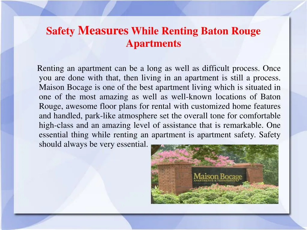 safety measures while renting baton rouge apartments