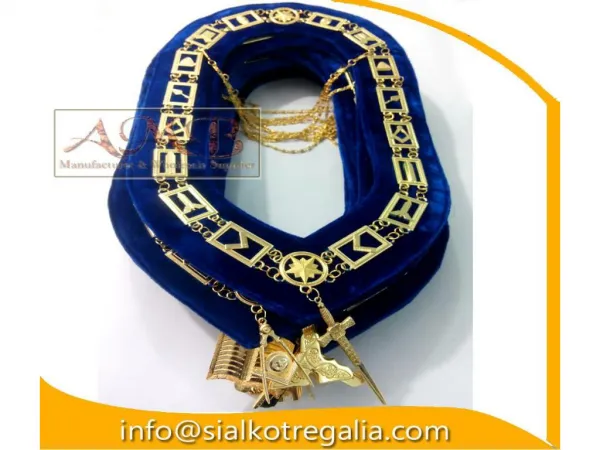 Blue Lodge officer chain collar with jewels