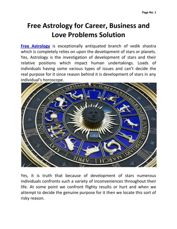 Free Astrology for Career, Bussiness and Love Problems Solution