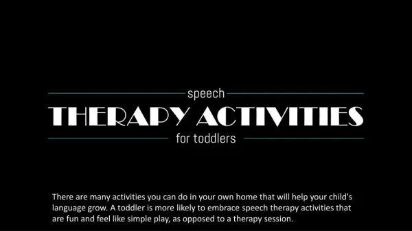 Speech Therapy Activities for Toddlers