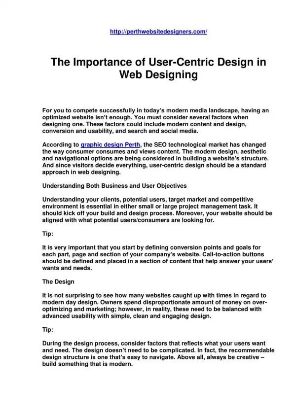 The Importance of User-Centric Design in Web Designing