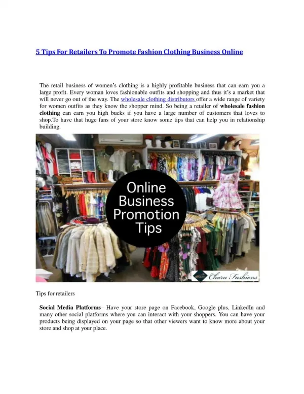 5 Tips For Retailers To Promote Fashion Clothing Business Online