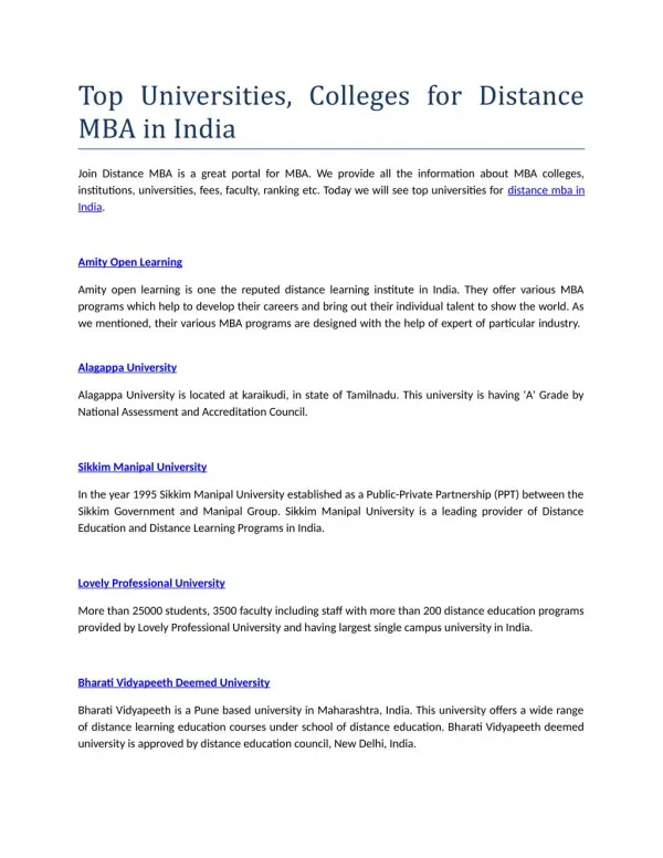 Searching for Distance MBA in India?