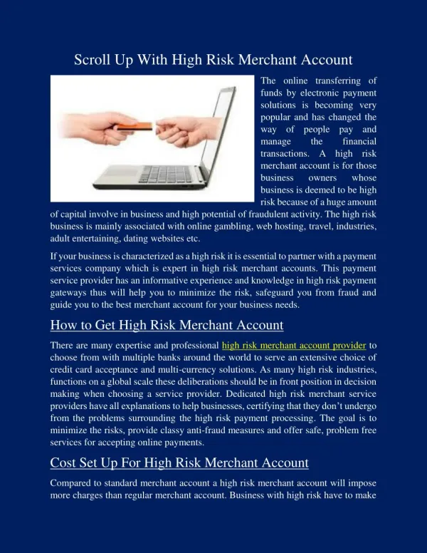 High risk merchant account solutions with radiant pay