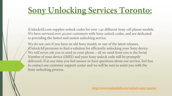 Sony Unlocking Services Toronto