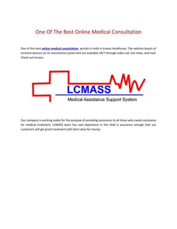One Of The Best Online Medical Consultation
