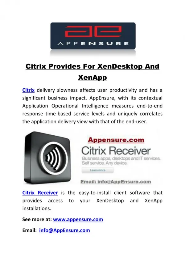 Citrix Provides For XenDesktop And XenApp