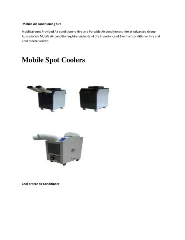Mobile Air conditioning hire