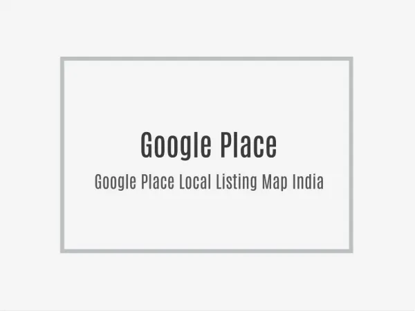 Google Place Local Map Listing India